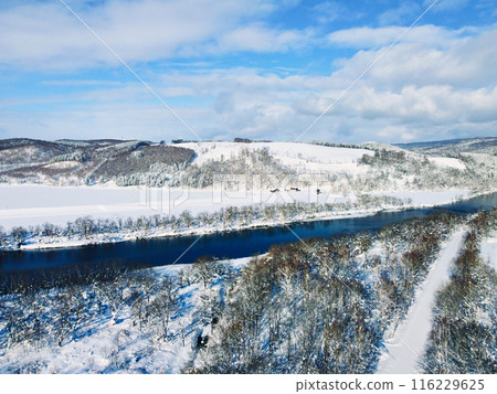 Aerial photography of Hokkaido in winter 116229625
