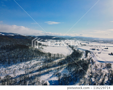 Aerial photography of Hokkaido in winter 116229714