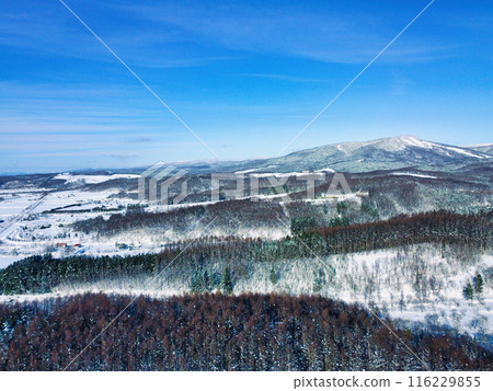 Aerial photography of Hokkaido in winter 116229855