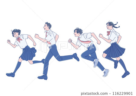 男女同學開始微笑奔跑 116229901