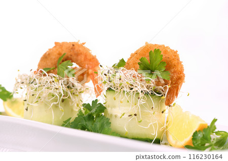 Cucumber and shrimp appetizer Cucumber and shrimp appetizer 116230164