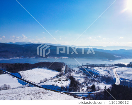 Aerial photography of Hokkaido in winter 116230612