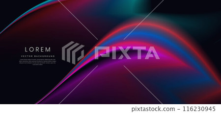 Colorful gradient wave and light on black background. You can use for ad, poster, template, business presentation. Colorful gradient wave and light on black background. You can use for ad, poster, template, business presentation. 116230945