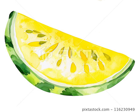 Watercolor yellow watermelon illustration (AI generated) 116230949