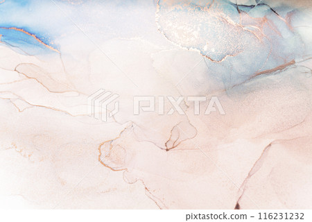Abstract Ink Art in Blue, Pink, and Gold 116231232