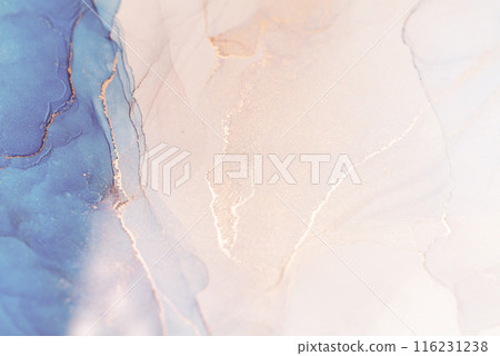 Abstract Blue and White Ink Swirl Art 116231238