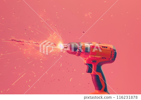 red power drill with sparks flying out of it with Generative AI red power drill with sparks flying out of it with Generative AI 116231878