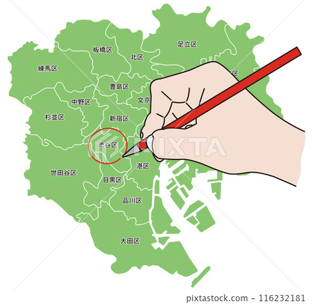 東京23區澀谷區的紅圈 116232181