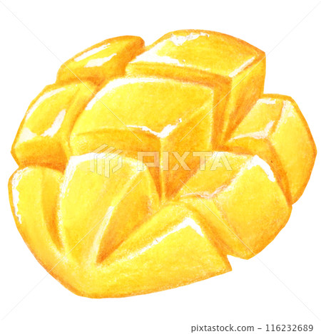 切好的芒果的色鉛筆畫的一點插圖 116232689