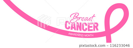 Breast cancer awareness campaign banner background with pink ribbon. 116233046