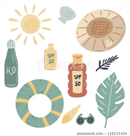 Floaty summer beach set sun flat design 116233104