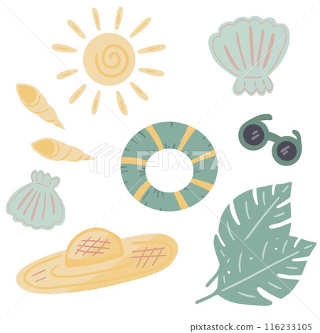 Summer sea beach set flat design 116233105