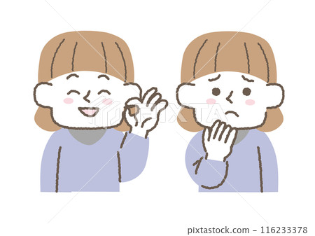 A set of happy and anxious women A set of happy and anxious women 116233378