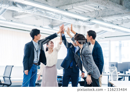 Business people high-fiving in the office Business people high-fiving in the office 116233484