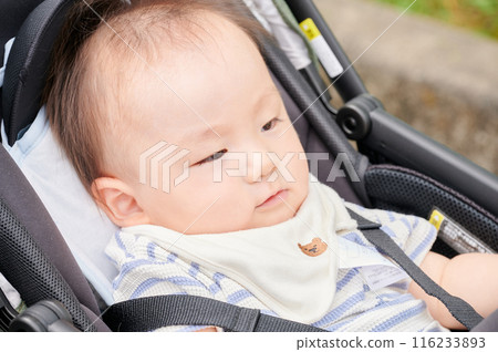 10-month-old baby boy in a stroller 116233893