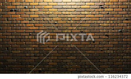 聚光燈照亮的磚砌牆 116234372