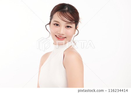 Beautiful young asian woman with clean fresh skin on white background, Face care, Facial treatment, Cosmetology, beauty and spa, Asian women portrait. Beautiful young asian woman with clean fresh skin on white background, Face care, Facial treatment, Cosmetology, beauty and spa, Asian women portrait. 116234414