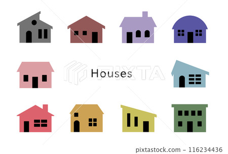 帶有黑色門窗的顏色不佳的房子 116234436