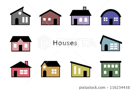 黑色屋頂和白色門窗的顏色不佳的房子 116234438