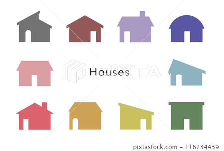 Houses: Off-colored houses with white doors Houses: Off-colored houses with white doors 116234439