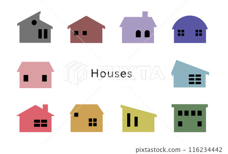 Houses: Off-color houses with black windows Houses: Off-color houses with black windows 116234442