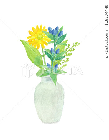 Buddhist flowers painted with watercolors 116234449