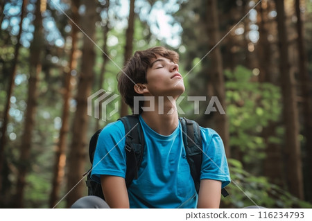 Man Relaxing in Forest 116234793
