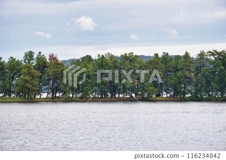 Amanohashidate as seen from a sightseeing boat (Miyazu City, Kyoto Prefecture) 116234842