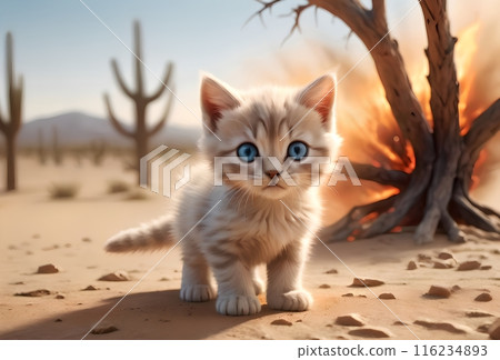 the cat suffers and suffers from the abnormal heat 116234893