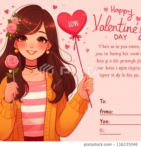 情人節女孩留言卡 116235046
