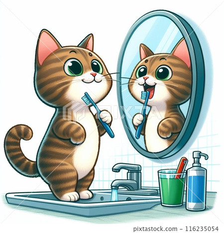 Brushing cat's teeth Brushing cat's teeth 116235054