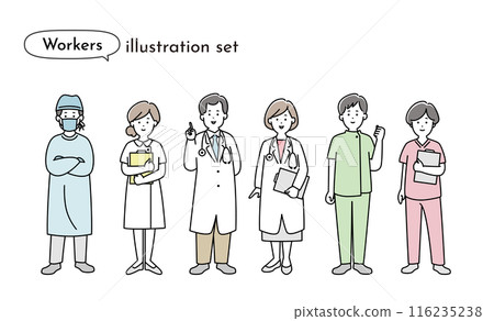 各種姿勢的醫護人員插圖集 116235238