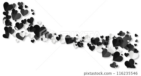Black origami paper heart isolated on white background. 116235546