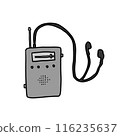 耳機和小收音機插圖 116235637