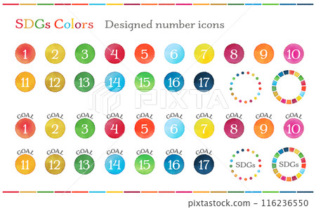 Handwritten SDGs color number icons 116236550