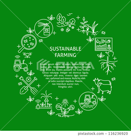 Sustainable farming round frame banner 116236920