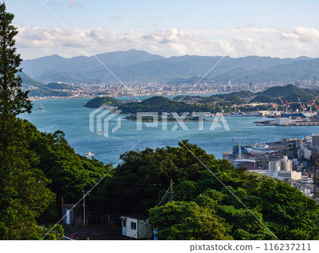 Ganryu Island seen from Mt. Hinoyama (with Kokura city in the distance) 116237211