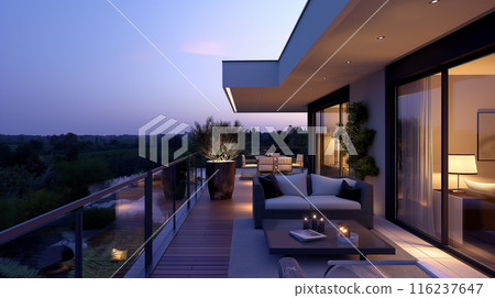 露台陽台生活時尚設計室內背景複製空間 116237647