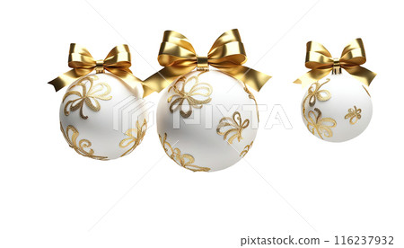 Close up of red and white balls on white background. New Year concept. Close up of red and white balls on white background. New Year concept. 116237932