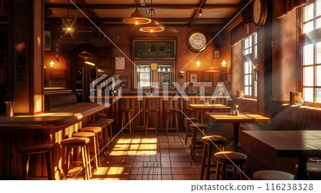 咖啡廳酒吧平靜的室內插畫背景 116238328