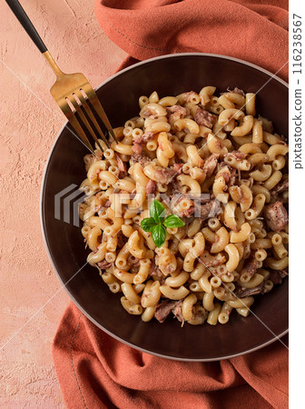 Pasta with stewed meat, pasta in the navy, horns, homemade, no people, Pasta with stewed meat, pasta in the navy, horns, homemade, no people, 116238567