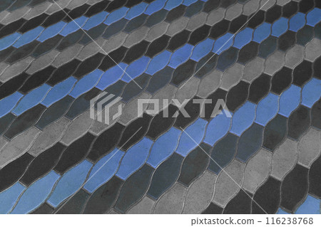 Blue Grey Color Diagonal Pattern Lines Stripes Paving Stone Floor Surface Street Road City Texture Background Tile Backdrop 116238768