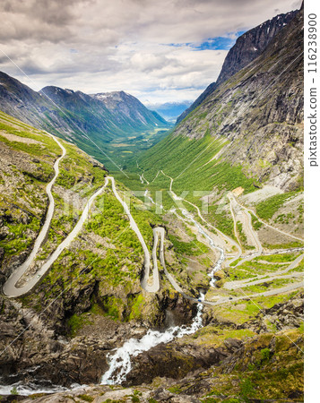 Trolls Path Trollstigen mountain road in Norway 116238900