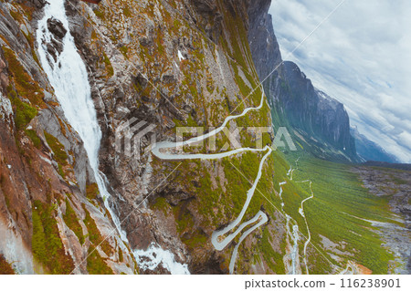 Trolls Path Trollstigen mountain road in Norway 116238901