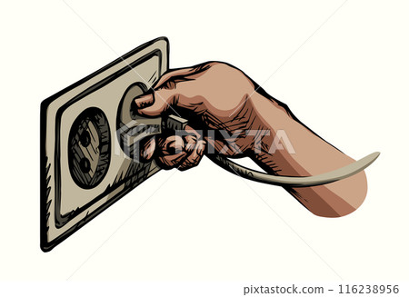 Vector drawing. Plug for electrical outlet 116238956