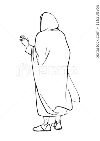 Vector drawing. The man in the coat. Back view Vector drawing. The man in the coat. Back view 116238958