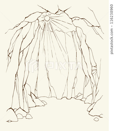 Vector drawing. Underground pit cave 116238960