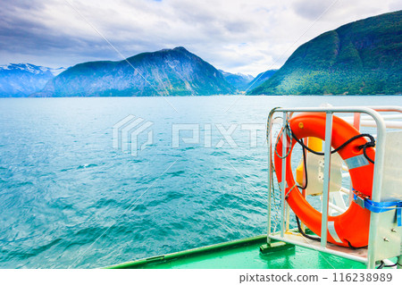 ship ferryboat on norwegian fjord ship ferryboat on norwegian fjord 116238989