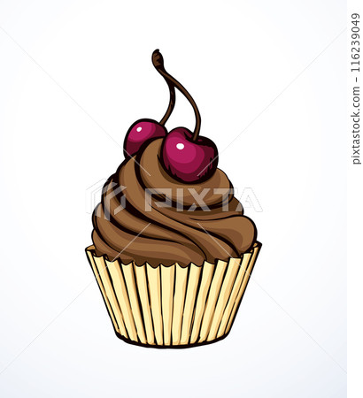Vector drawing. Cake with cherries Vector drawing. Cake with cherries 116239049