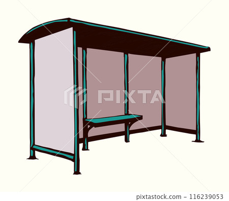 Vector drawing. Canopy of a transport stop Vector drawing. Canopy of a transport stop 116239053
